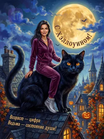 Ведьма на лунном коте