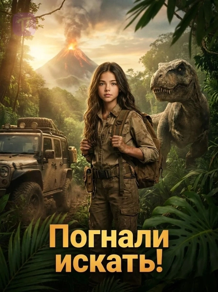 Юная исследовательница с динозавром