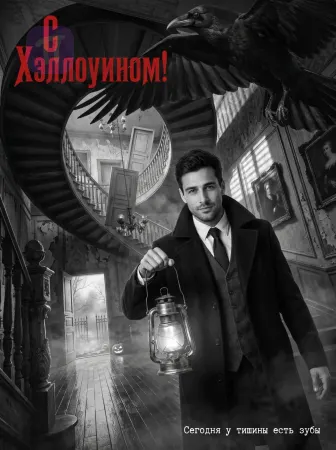 Готический фонарь и ворон