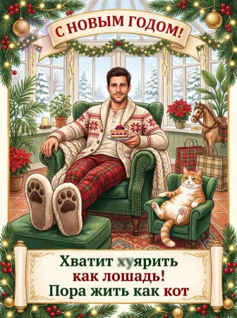 Кошачий новогодний релакс