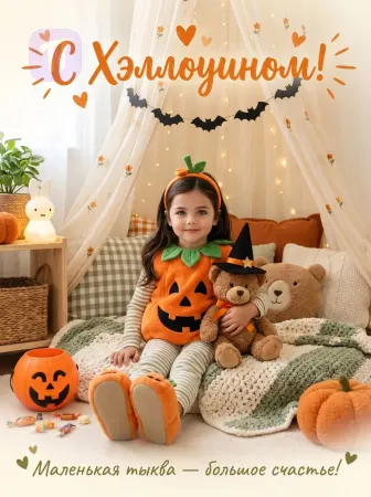 Уютная тыковка с мишкой