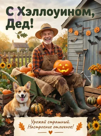 Осенний садовник с тыквой