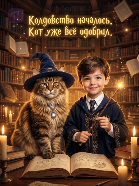 Юный волшебник с котом