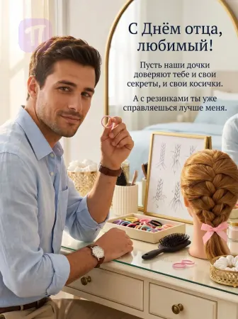 Папа плетёт косички