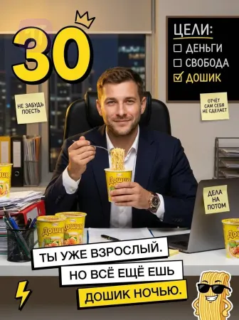 Офисный трудоголик с дошиком