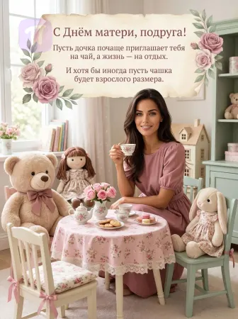 Игривое чаепитие мамы