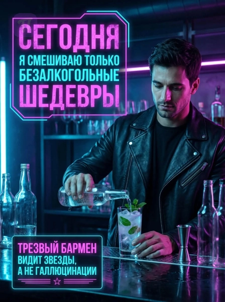 Неоновый трезвый бармен