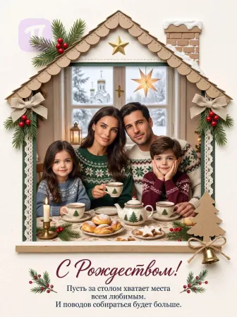 Семья за рождественским столом