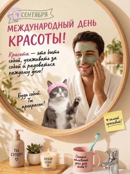 Мужчина с котом в масках
