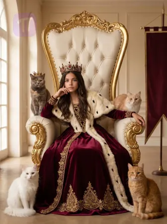 Юная королева с котами