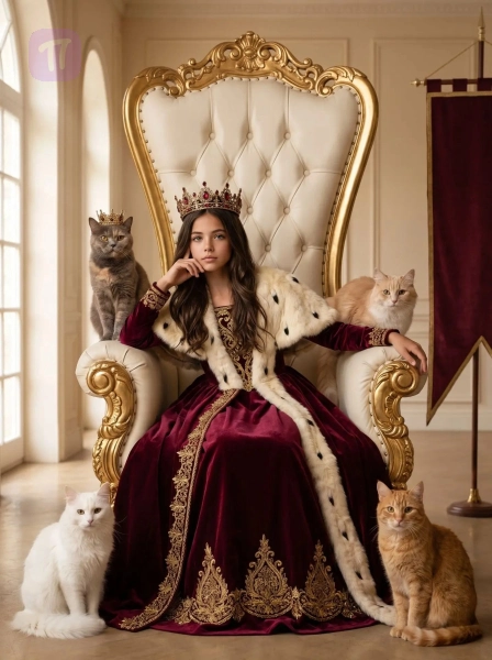 Юная королева с котами