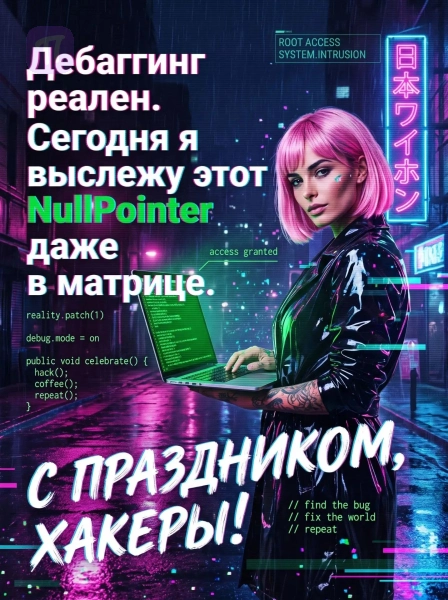 Неоновый кибер-хакер