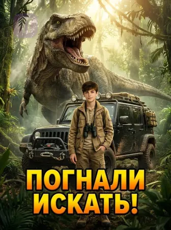 Юный исследователь с динозавром