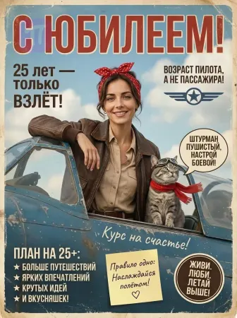 Винтажная лётчица с котом