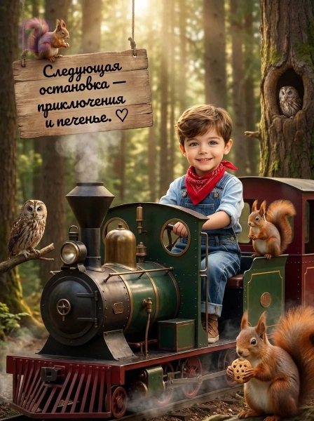 Юный машинист паровозика