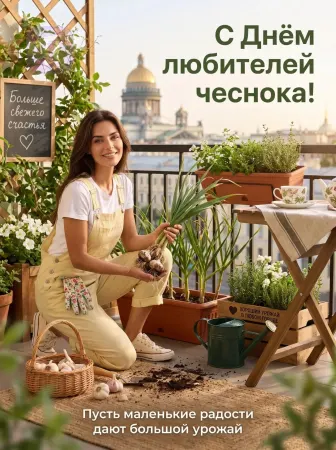 Балконный урожай чеснока