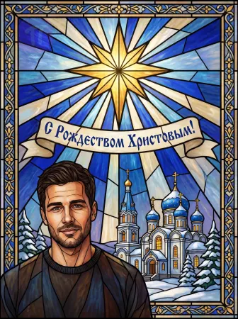 Витражное рождественское поздравление