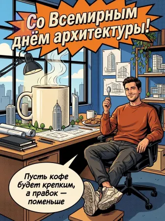 Комикс-архитектор и кофе