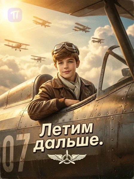Юный пилот в самолёте