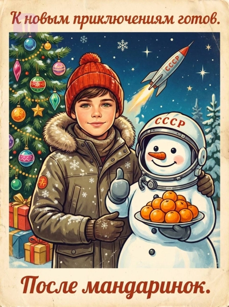 Юный космонавт и снеговик