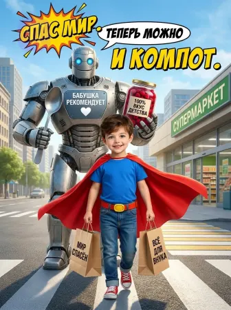 Супергерой и робот бабушка