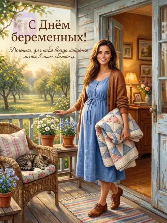 Беременная с одеялом
