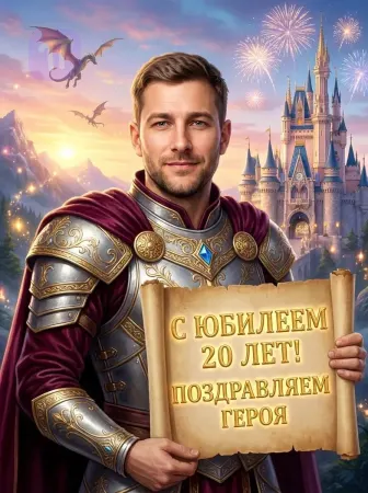 Эпический герой с драконами