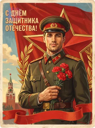 Солдат с гвоздиками